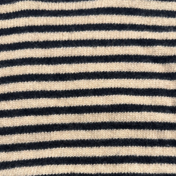 J. CREW Rolled Mock Neck Striped Warm Tan Black Wool Cashmere Blend Sweater XL - Picture 8 of 12
